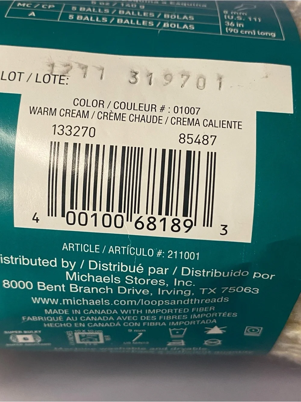 Loops & Threads Country Loom Cream Bouclé Yarn - Soft Cream